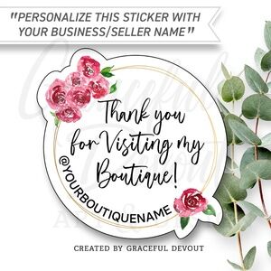 🌹Thank You For Visiting My Boutique- Sticker 2" (inches)(96ct.) [GD81-96]
